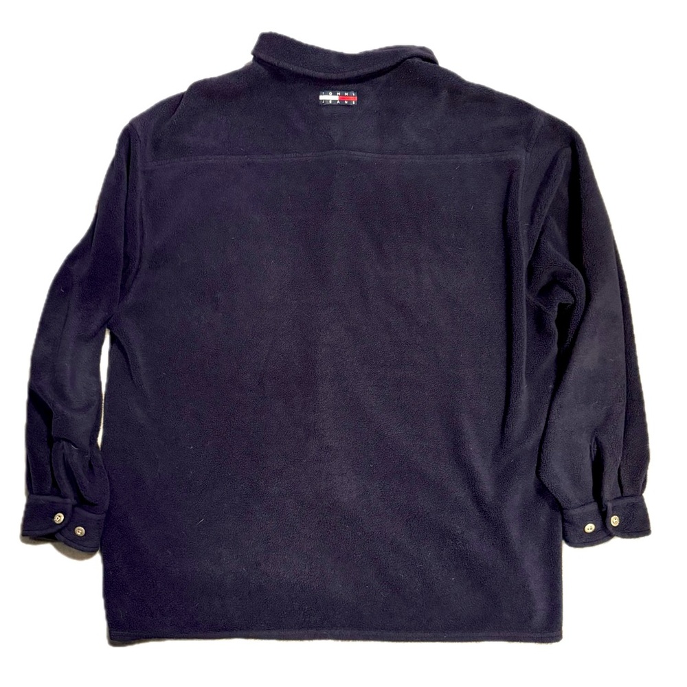 Rare Vintage Tommy Hilfiger Tommy Jeans Polar Fleece Overshirt Navy Men’s XL - Picture 2 of 13